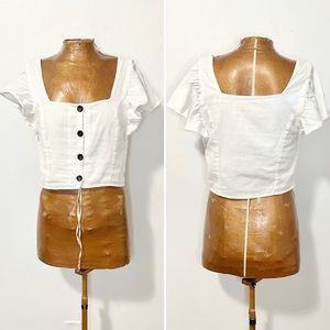 Zara White Buttoned Crop Top